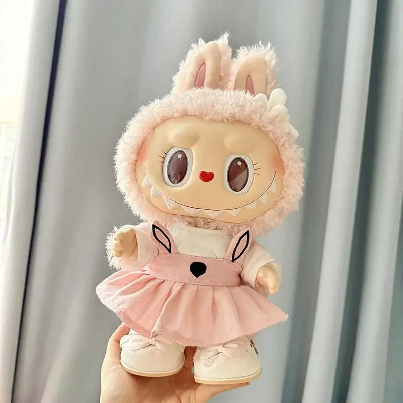 EZ For 38 Cm Labubu plush doll clothes outfit doll MOKOKO coat rabbit ear strap skirt set  Accessories Cute Decoration
