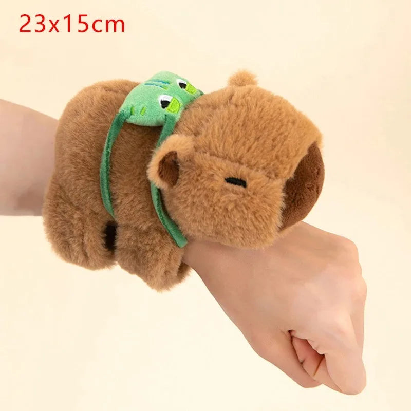 EZ Lovely Capybara Animal Slap Snap Wrap Wristband Bracelet Plush Stuffed Animal Kawaii Capybara Hand Ring Wristband Kid Funny Toys