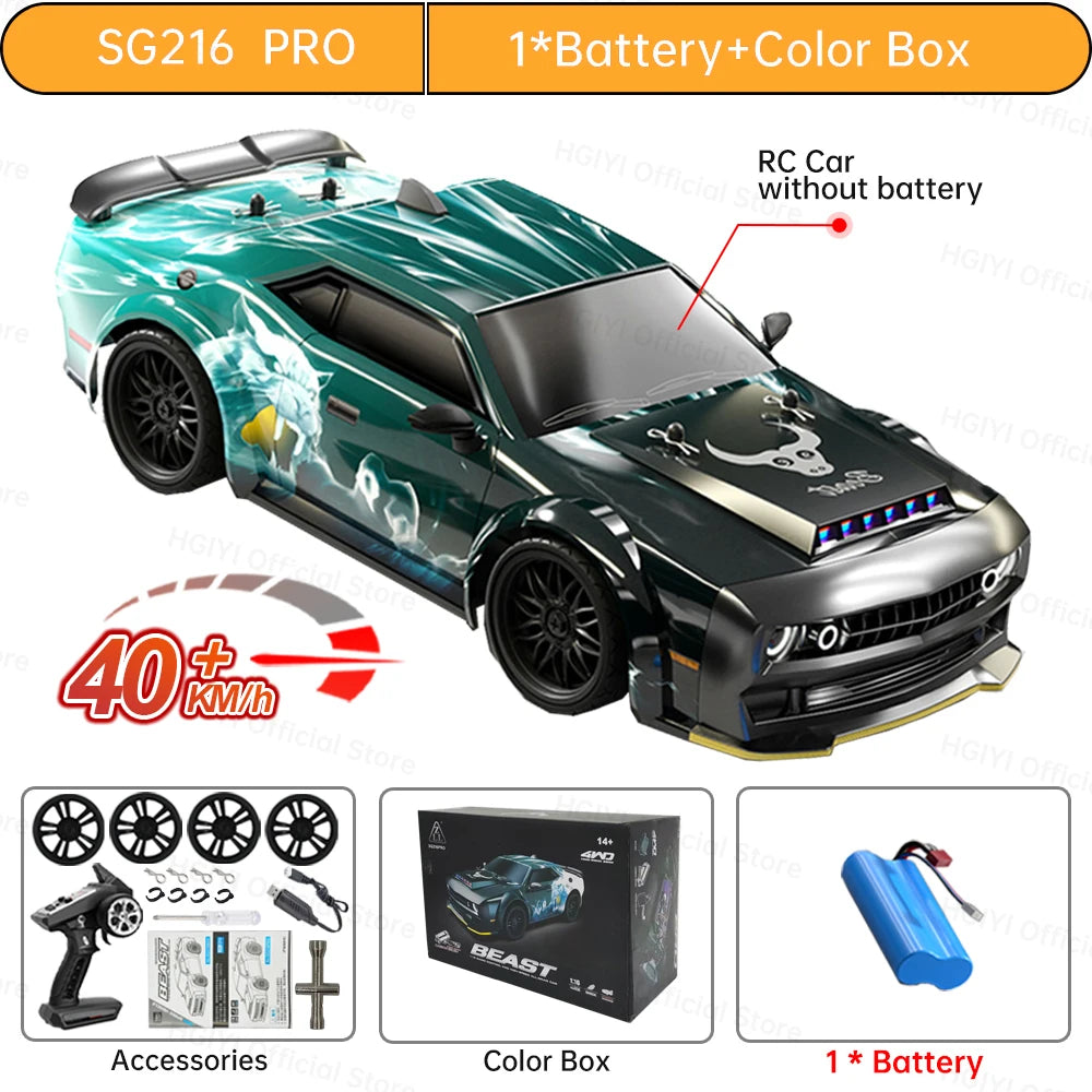 EZ SG216 MAX 1:16 Brushless RC Drift Car With LED 70KM/H Or 40KM/H 4WD High speed Racing Rc Car Monster Truck for Kids Gift