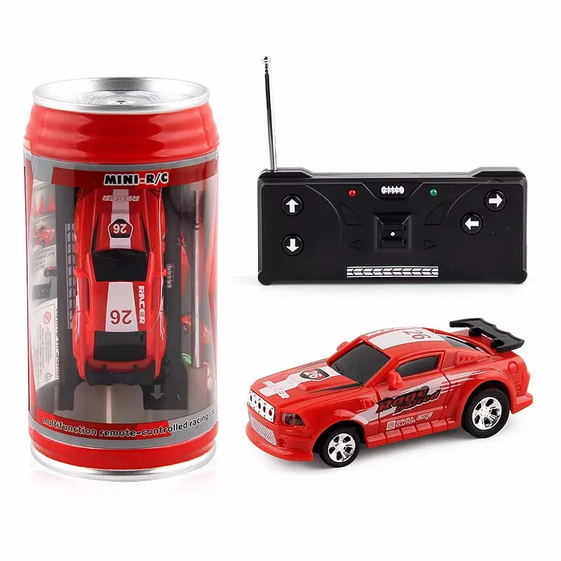 EZ Mini Can Mini Cans RC Car Battery Operated Plastic Remote Control Racing Vehicle with Roadblocks Micro Racing Car for Kids Boys