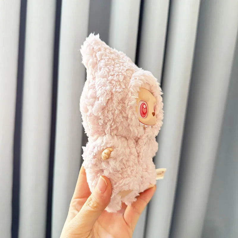 EZ For 17 cm  Labubu v1/v2 clothes pendant Labubu sitting party pink plush onesie for labubu cloth