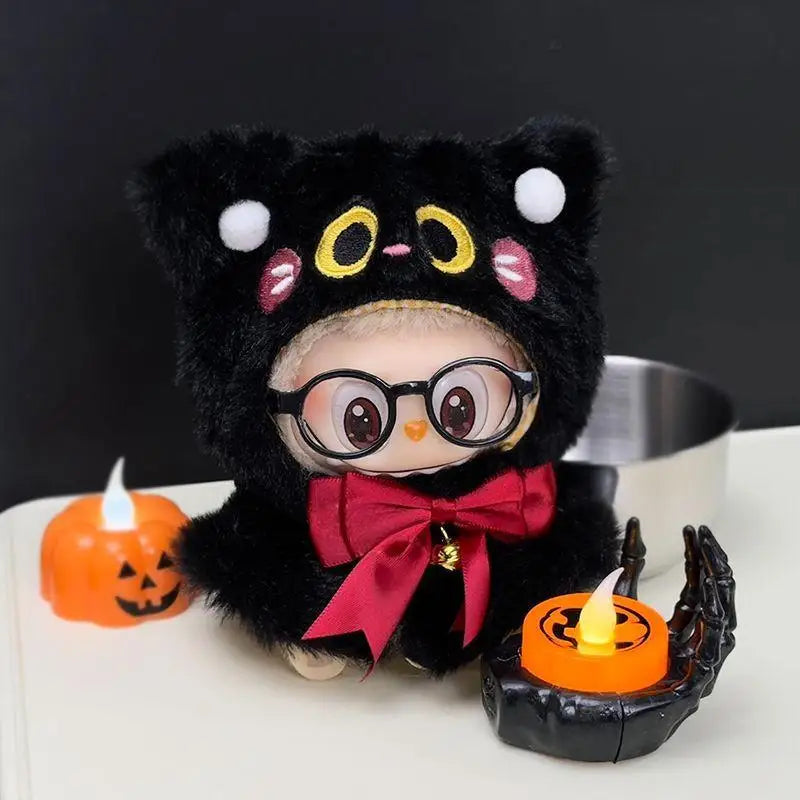 EZ For labubu Halloween pumpkin doll costume cute black cat vinyl doll dress up clothes no doll
