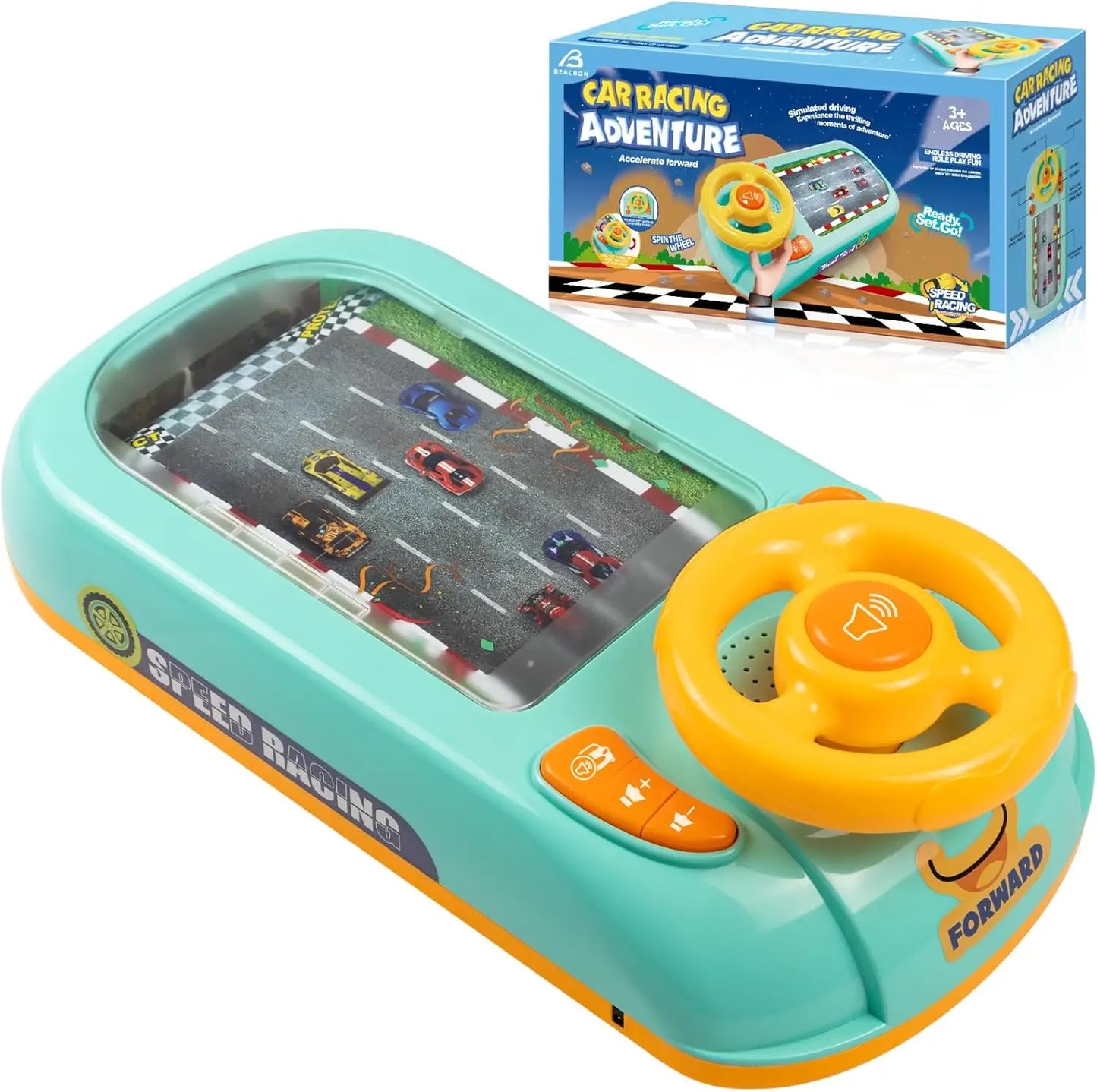 EZ Musical Steering Wheel Toys for Boys 4-6 Toddler Simulated Driving Racing Car Game with Sound  Interactive Educational Learning