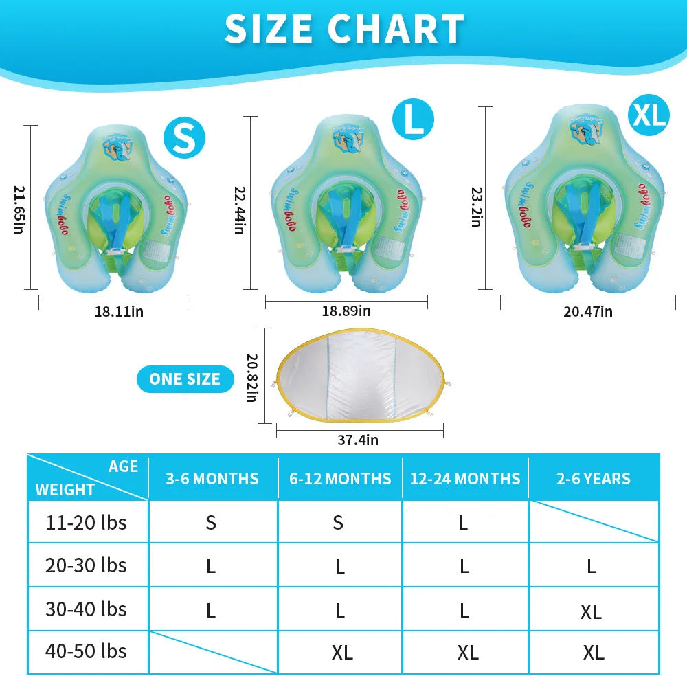 EZ Baby Swimming Float With Sun Canopy Inflatable Infant Floating Swim Kids Swim Pool Accessories Circle Bathing Summer