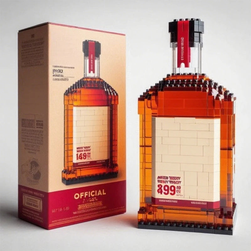 EZ 2025 NEW Building blocks whiskey bottle imported wine bottle decor set advanced wine cultural brick toy gift give friends