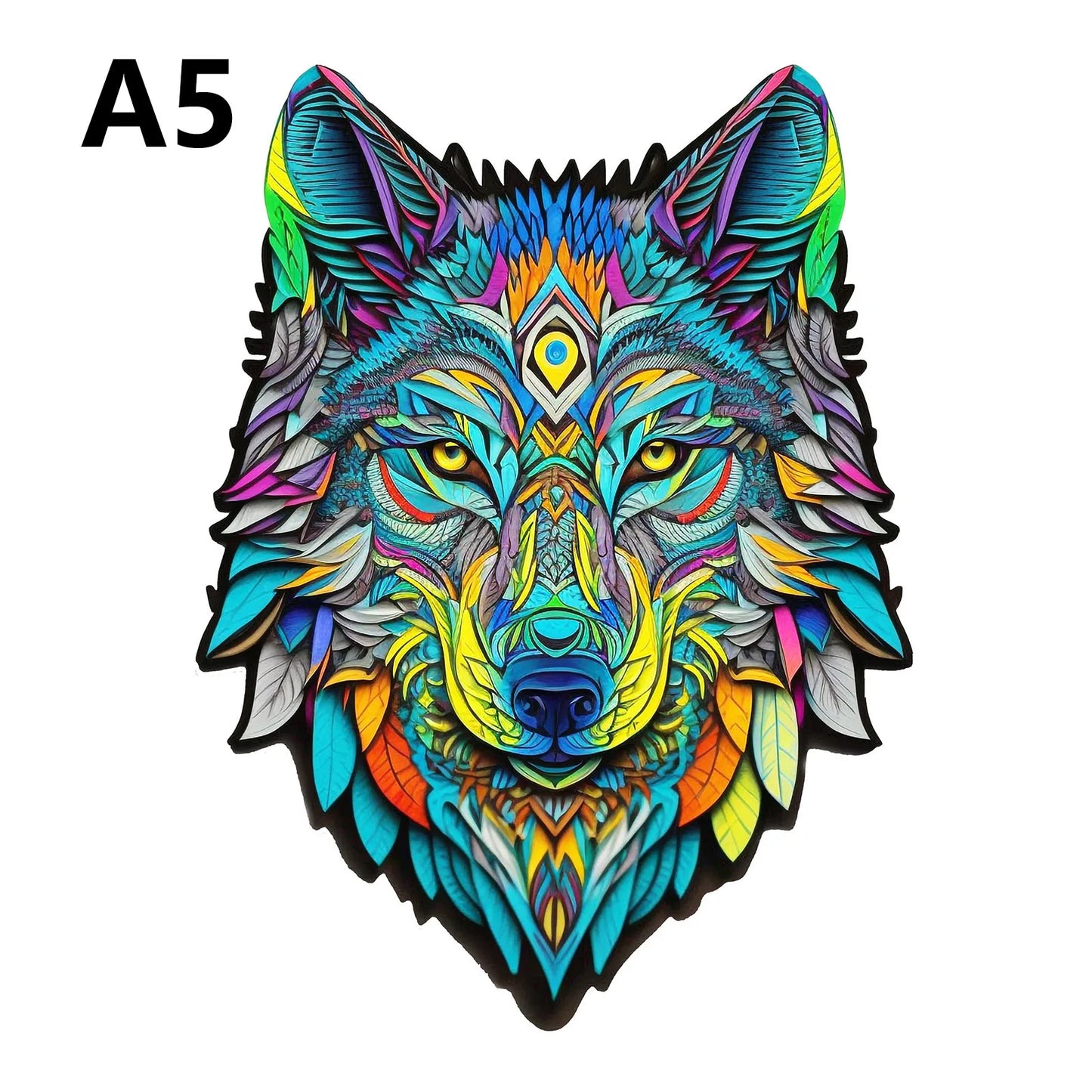 EZ Wolf Pattern Wooden Puzzle, Irregular Animal Shapes, Educational Toys, Best Holiday Birthday Gift