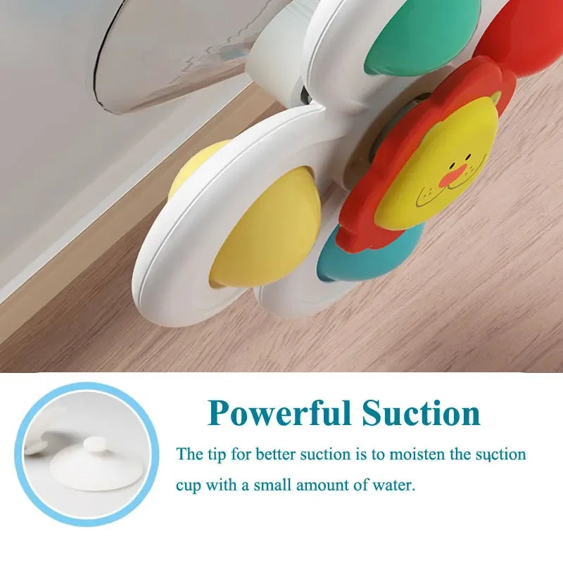 EZ 3PC Set Suction Cup Spinning Cartoon Animal Spinner Toys For Kids Window Baby High Chair Table Travel Bath Toy for Children Gift