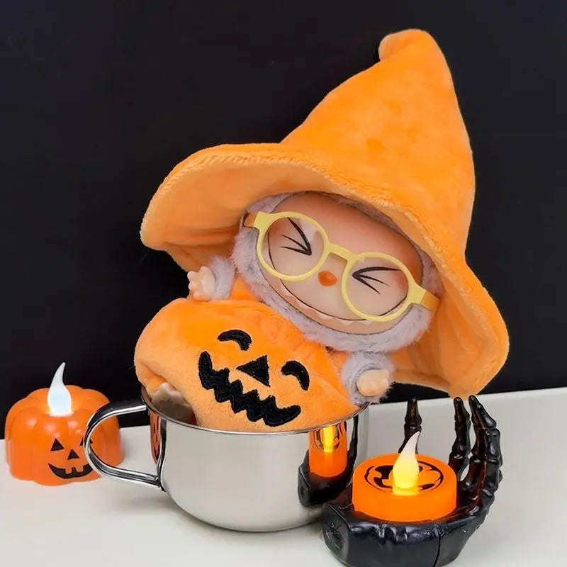 EZ For labubu Halloween pumpkin doll costume cute black cat vinyl doll dress up clothes no doll