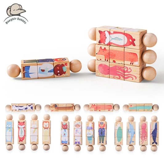 EZ Baby Wooden Rotating Jigsaw Puzzle Hand bell Toy Baby Mobile Musical Rattle Toy Montessori Puzzle Game For Babies Newbaby Gift