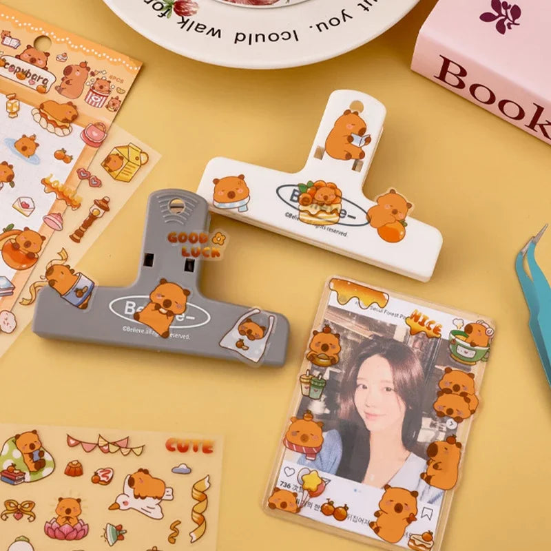 EZ 6PCs Kawaii Capybara Stickers Cartoon Stickers for DIY Hand Account Album Diary Decoration Stickers Aesthetic Stationery Gifts