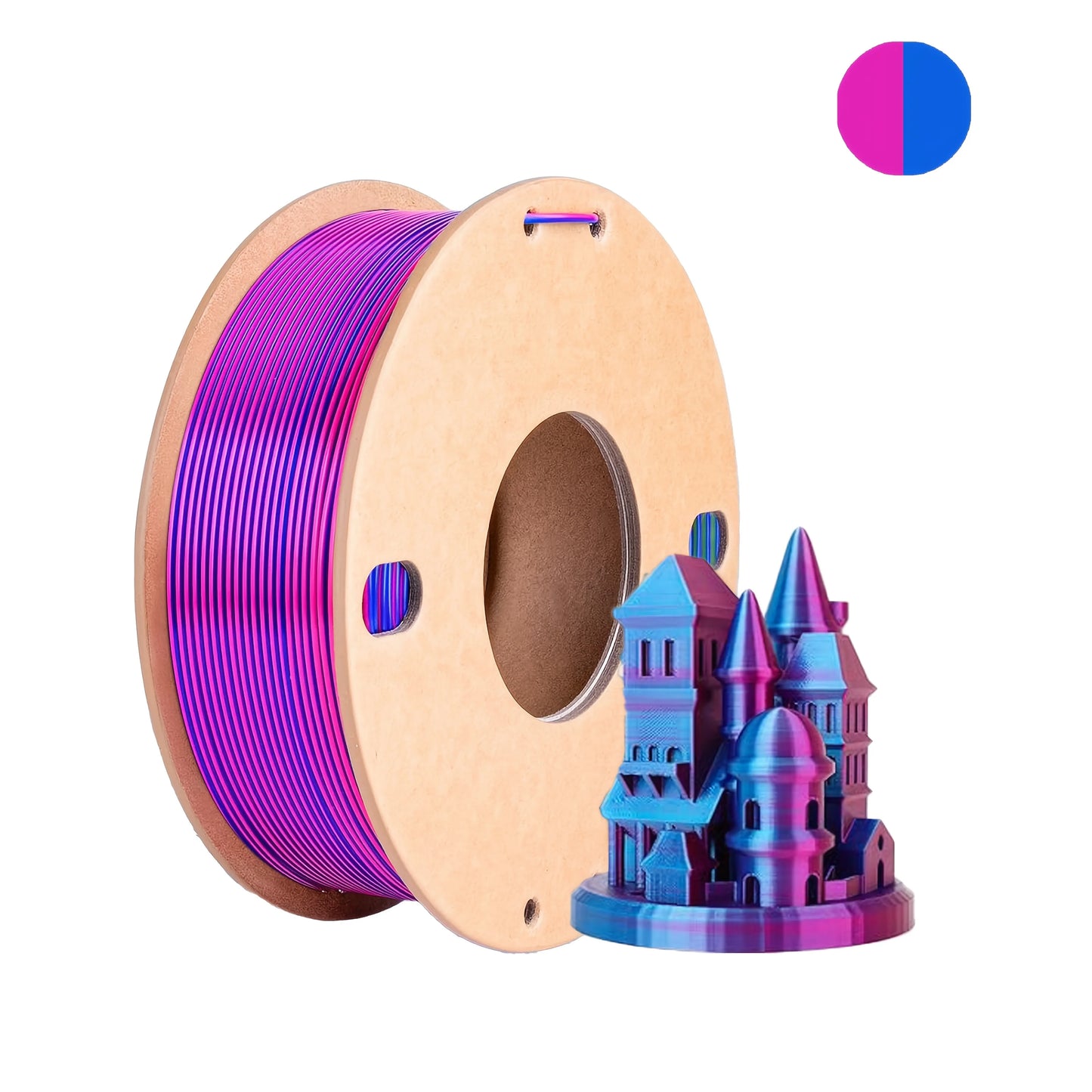 EZ Three color PLA silk filament 250g per roll net weight, suitable for FDM 3D printers, 1.75mm silk PLA 3D printing material.
