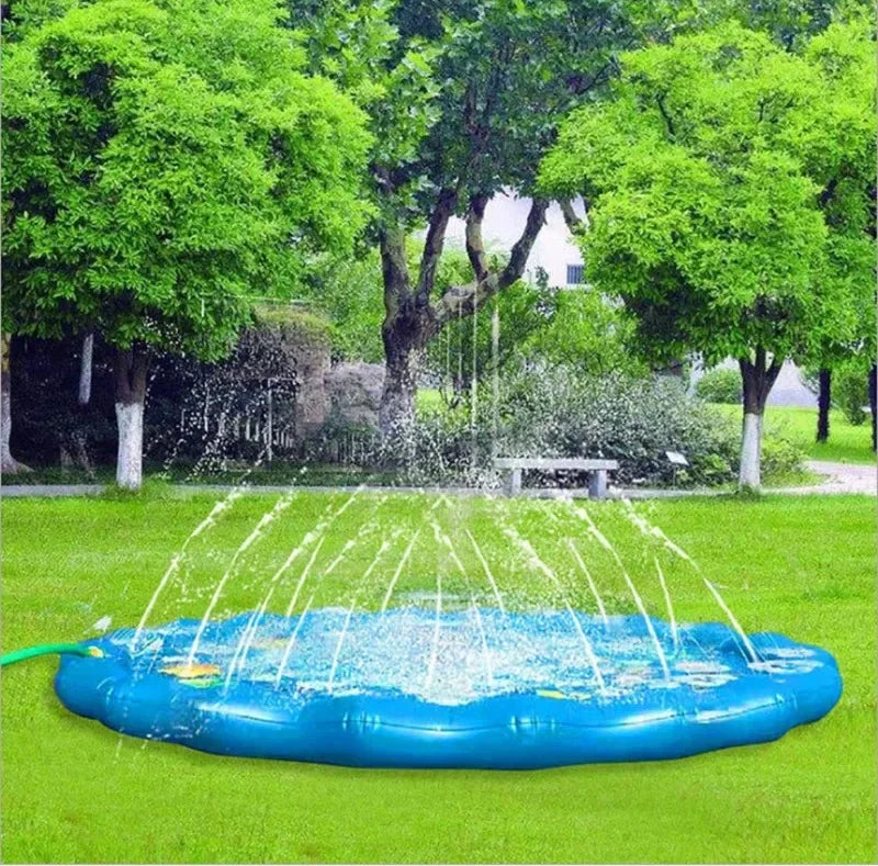 EZ 100/170cm Kids Sprinkler Play Pad Mat Outdoor Lawn Beach Letters Inflatable Water Spray Water Games Beach Mat Cushion