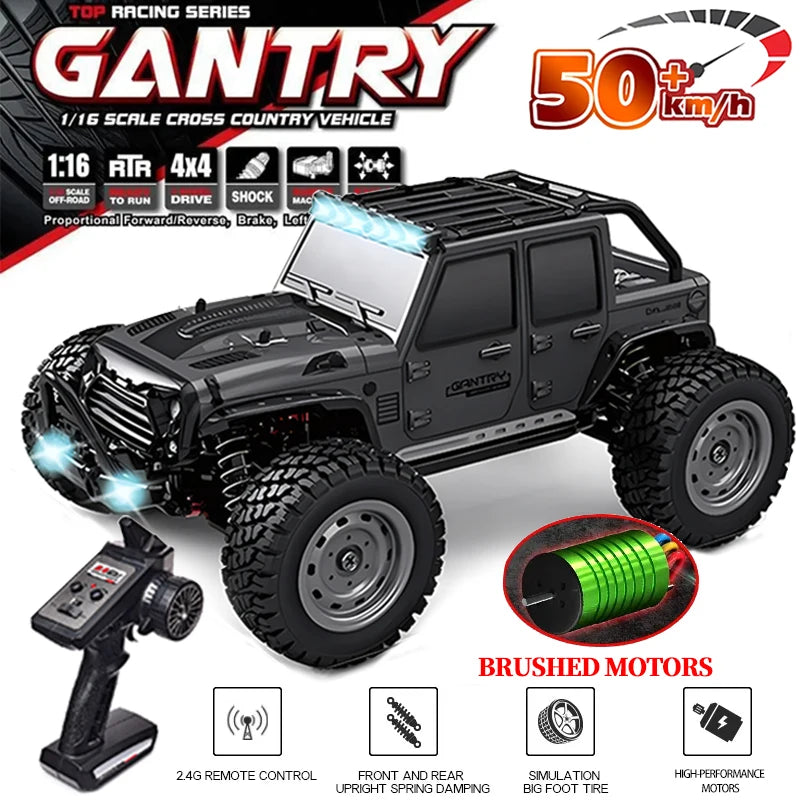 EZ 16103 Fast Rc Cars 50km/h 1/16 Off Road 4WD with LED Headlights,2.4G Waterproof Remote Control Monster Truck for Adults and Kids