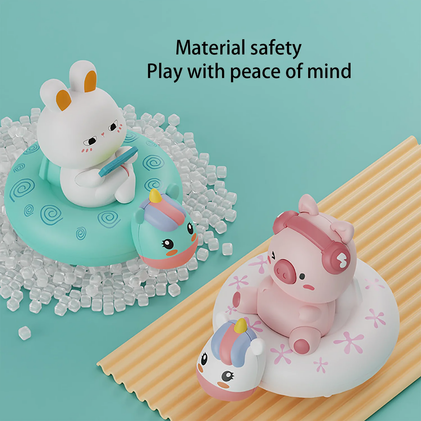 EZ Children's Water Playing Chain Rabbit Cute Pig Swimming Circle Clockwork Rowing Baby Bathroom Shower Interactive Toy