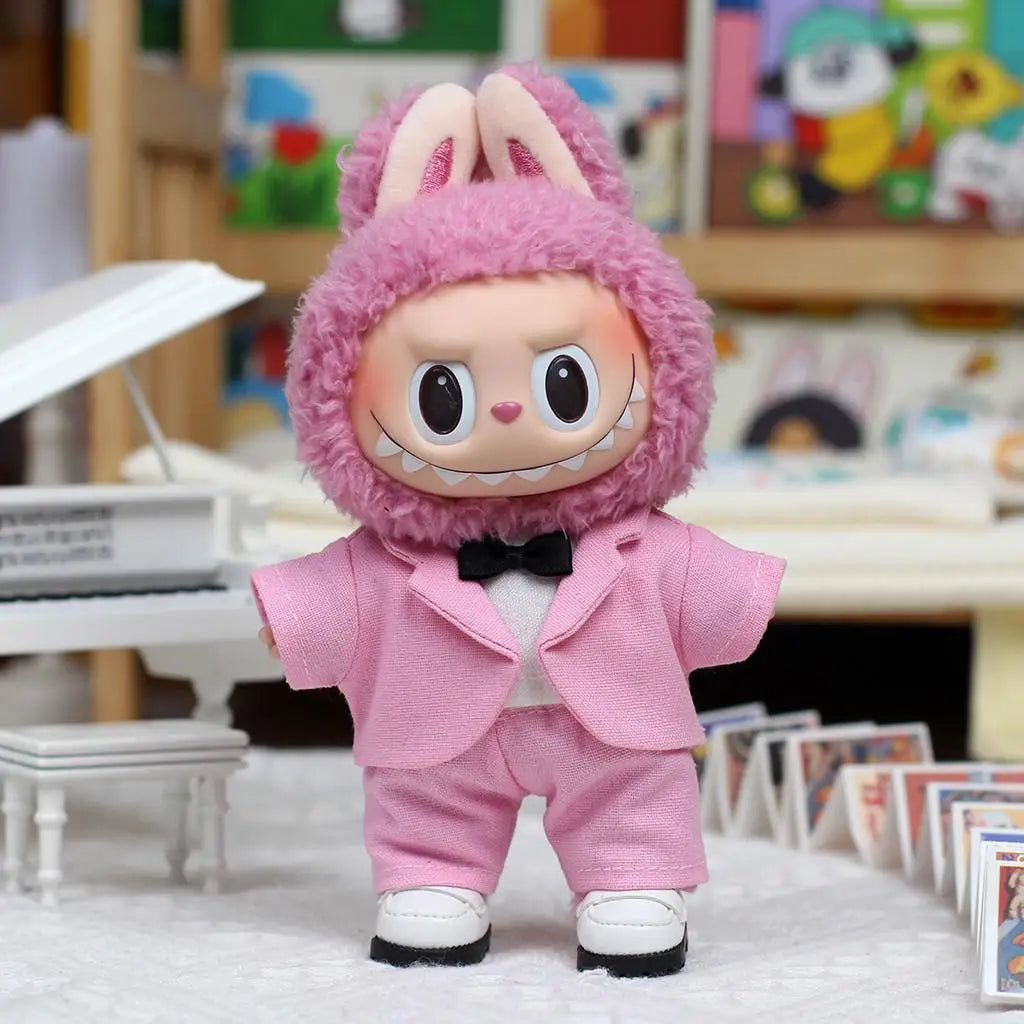 EZ For 17cm Labubu baby clothes vinyl pendant outfit wedding dress heart Macaron for Labubu clothes