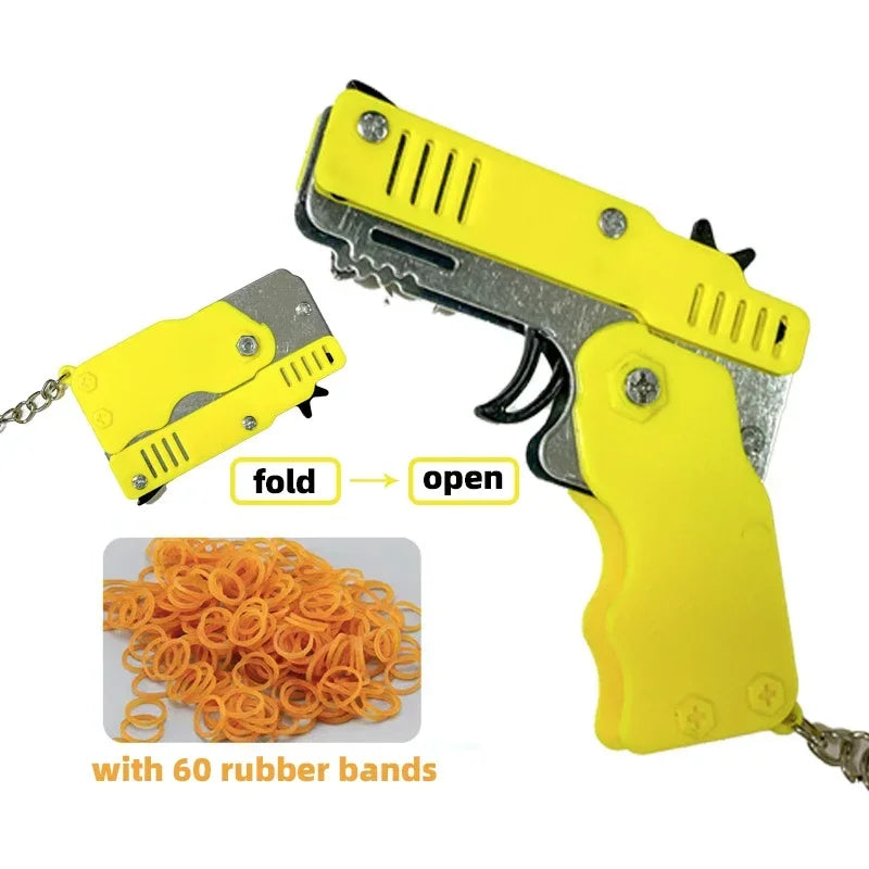 EZ 1PC Mini Keychain Gun Rubber Band Gun Toy Gun Shooting Pistol Alloy Kid Outdoor Activities Party Game Birthday Gift for Children