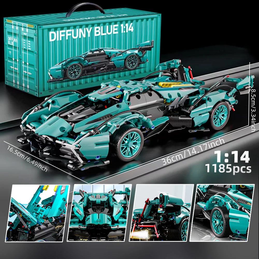 EZ ToylinX 1:14 Building Blocks Car MOC City Speed Car Luxury Auto Racing Vehicle with Super Racers Bricks Toys for Children Gift