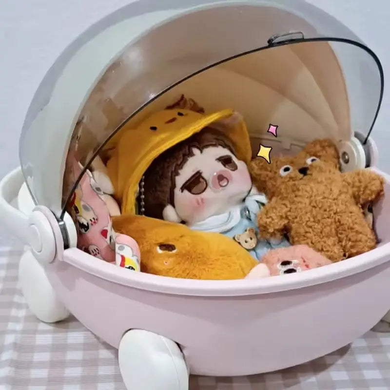 EZ In-Stock Labubu  Baby Stroller Storage Box Doll Decor Labubu Space Module Doll Sleep Cradle Cart Dolls Bed Furniture Accessories