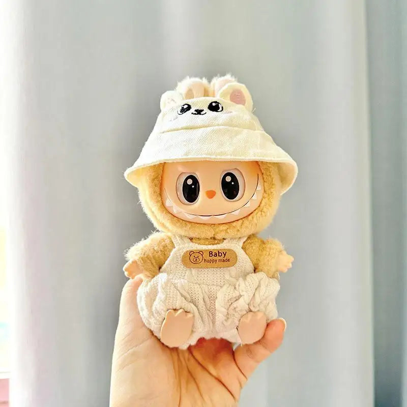 EZ Mini Plush Doll'S Clothes Outfit Accessories For Korea Kpop Exo Labubu Idol V1 V2 bubble overalls hat Clothing Gift