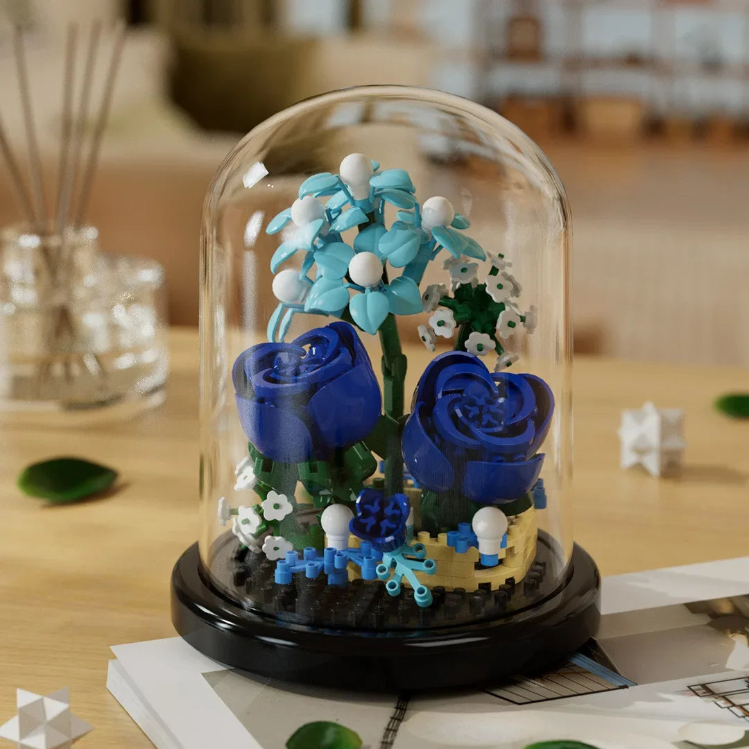 EZ Flower Bouquet Bonsai Building Blocks Artificial Plastic Plant Dust Cover Micro Model Home Decoration Toy For Kid Birthday Gift