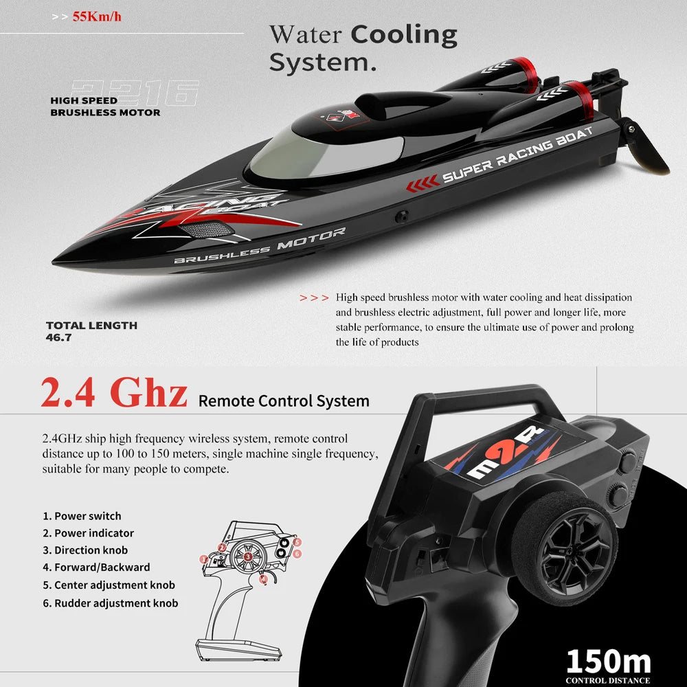 EZ WLtoys WL916 WL912-A RC Boat 2.4Ghz 55KM/H 35KM/H High Speed Racing Watercraft Remote Control Speedboat Toys For Children