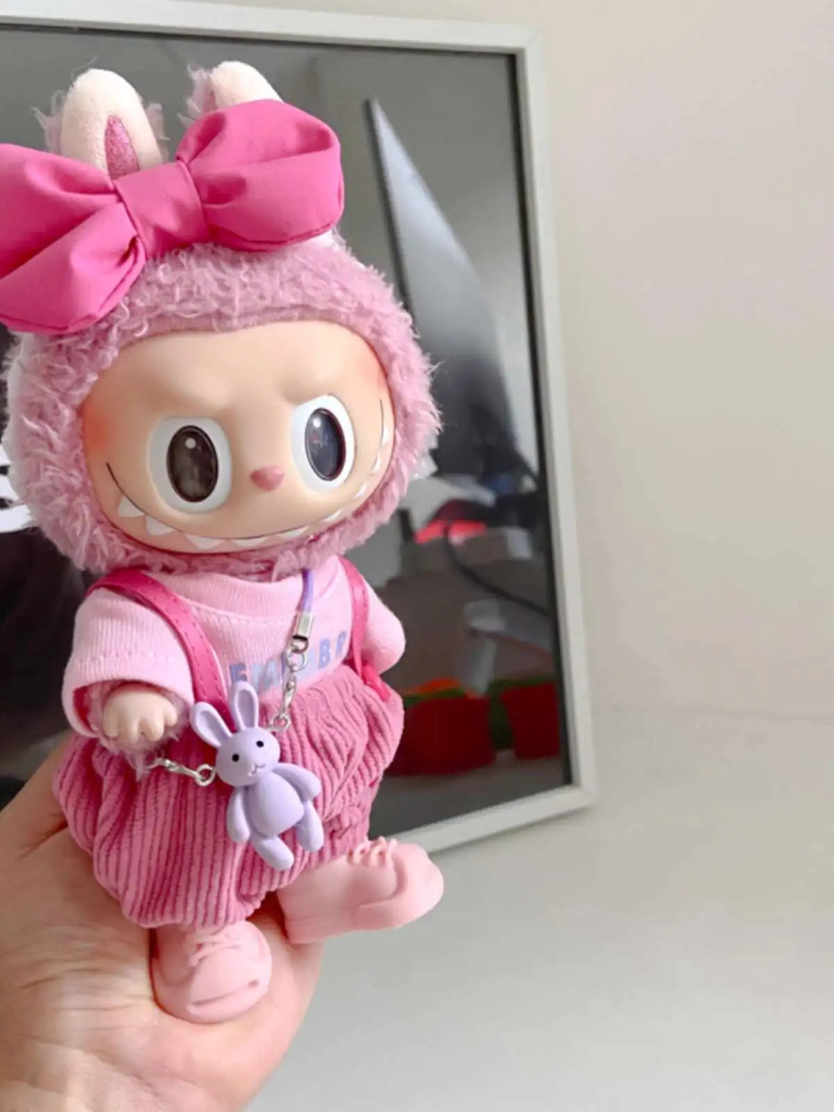 EZ original 17cm labubu clothes outfit Plush doll clothes Macaron Cute Clothing DIY Kid Gift Clothes Hair accessories v1v2 clothes