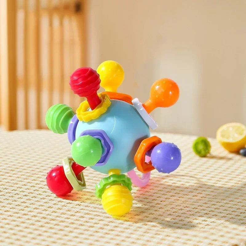 EZ Manhattan Round Ball Soft Silicone Hand Grab Ball Rattle Infantil Chewable Toddler Teeth Soothing Baby Sensory Toy Newborn Gift