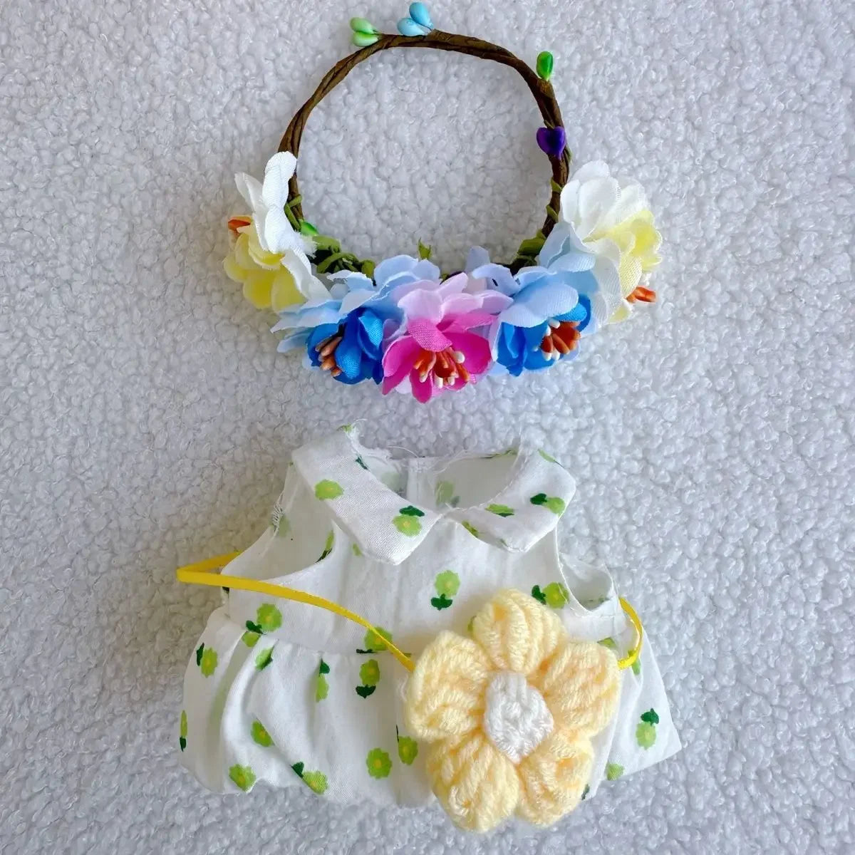 EZ Chinese Qipao Hairpin Flower Dress for Labubu 3.0 Outfit Summer Countryside Princess Doll Clothes for V1/V2/V3 Labubu