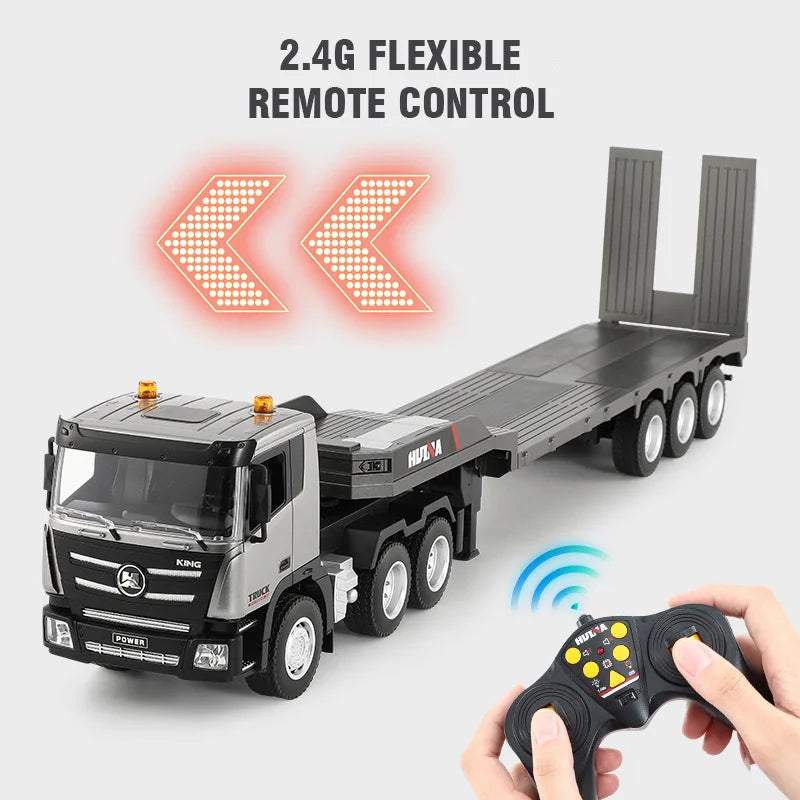 EZ 1:24 Huina RC Flat Truck Model 9Channels Alloy Engineer Vehicle 2.4G Remote Control Car Radio Controlled Trailer Christmas Gifts