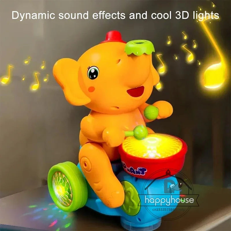 EZ Musical Walking Elephant Drummer Toys for  Kid Musical Toy with LED Light Music Sensory Activity Toys Learning Educational Toys