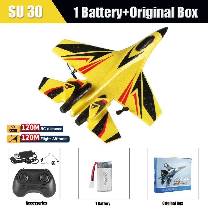 EZ RC Plane SU57 Radio Control Airplane Light Fixed Wing Hand Throwing Su30 Foam Electric Remote Control Plane Toys for Children