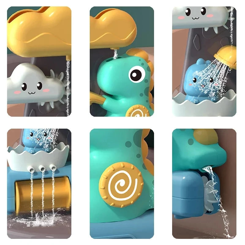 EZ Children's Take A Shower Paddle Toys Cartoon Animals Dinosaurs Spin Water Spray Waterwheel Bath Toy Kids Delight Shower Toy Gift