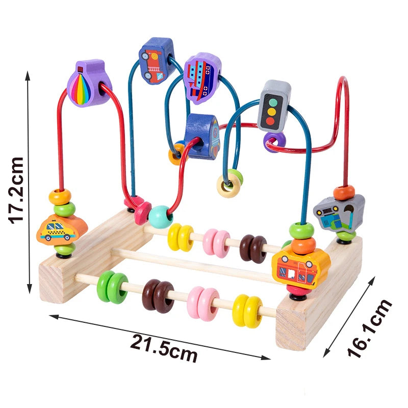 EZ Montessori Baby Toys Wooden Roller Coaster Bead Maze Abacus Math Toys Toddler Early Educational Toys for 1 2 3 Years Kids Gifts