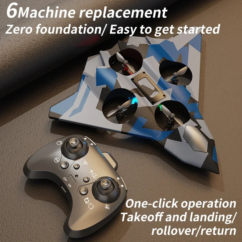 EZ CZ36 2.4G 10CH RC EPP Foam Fighter Plane - 360 Degrees Stunt Tumbling, One-Key Takeoff, LED Lights - Best Kids Toy Gift