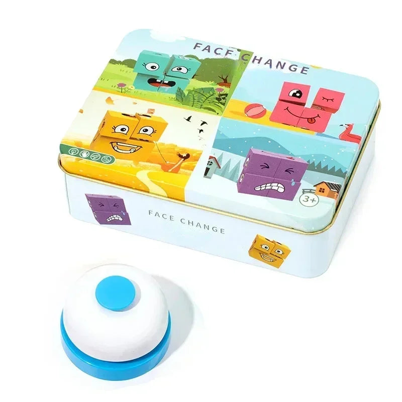 EZ Cube Face Changing Building Blocks Board Game Wood Puzzle Montessori Expression Wooden Blocos for Children Battle Table Game