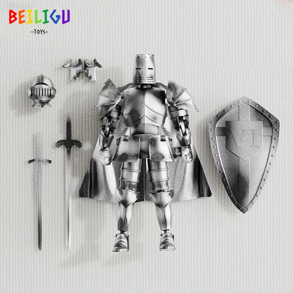 EZ Medieval Knight Multi-Joint Movable DIY Action Figures Weapon Warrior Robot Sword Shield Assembly Toy Children's Holiday Gift