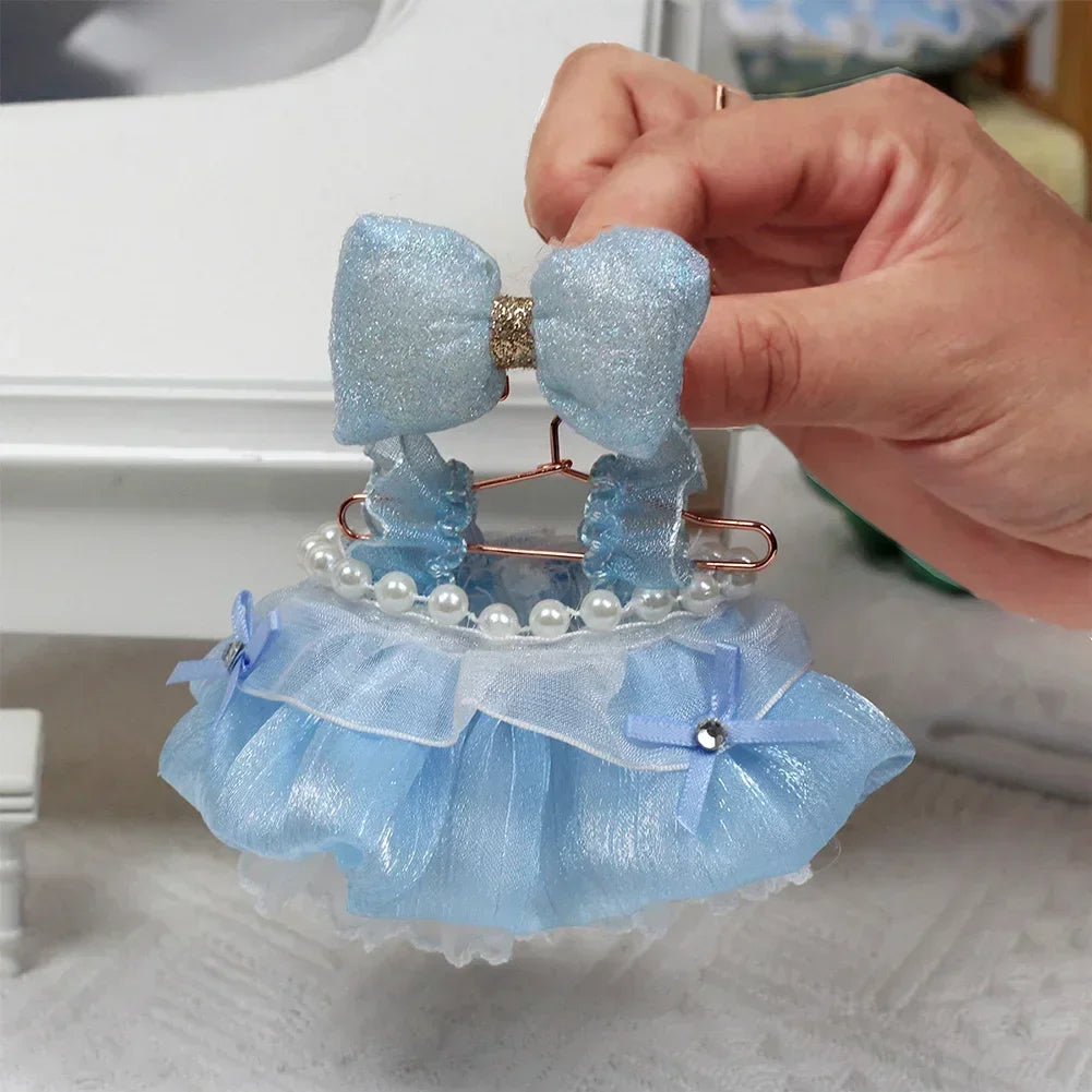 EZ For labubu Cool leather Jacket Dress Fashion Mini Plush Doll Clothes Outfit Accessories for Labubu Idol Skirt Clothing Gift