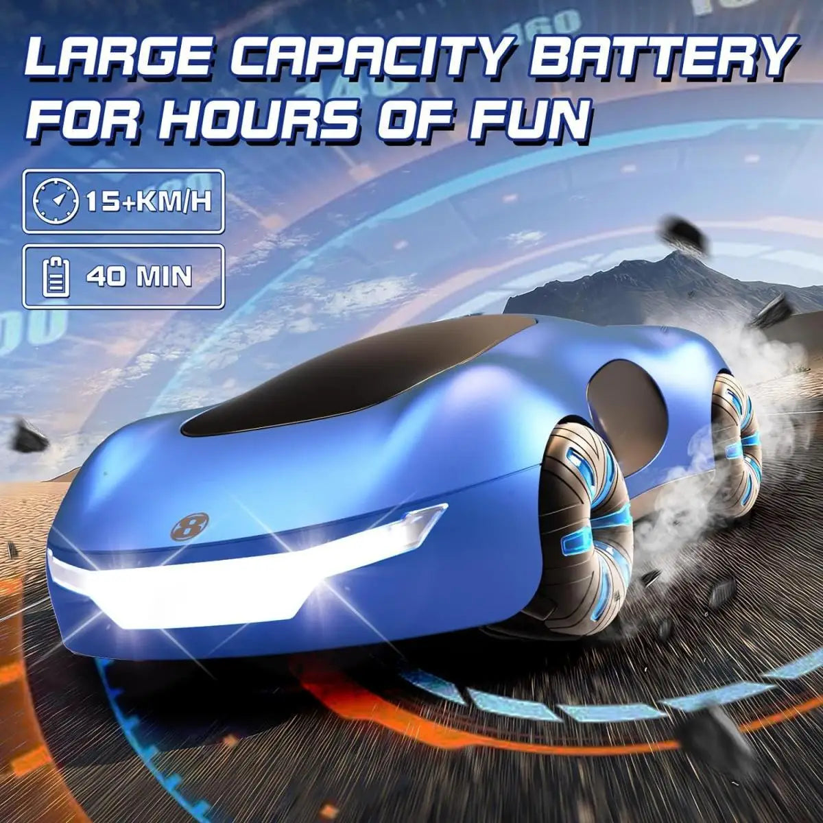 EZ NEW cool sports car dual spray with sound and cool lights four-wheel drive science fiction concept car children's remote control
