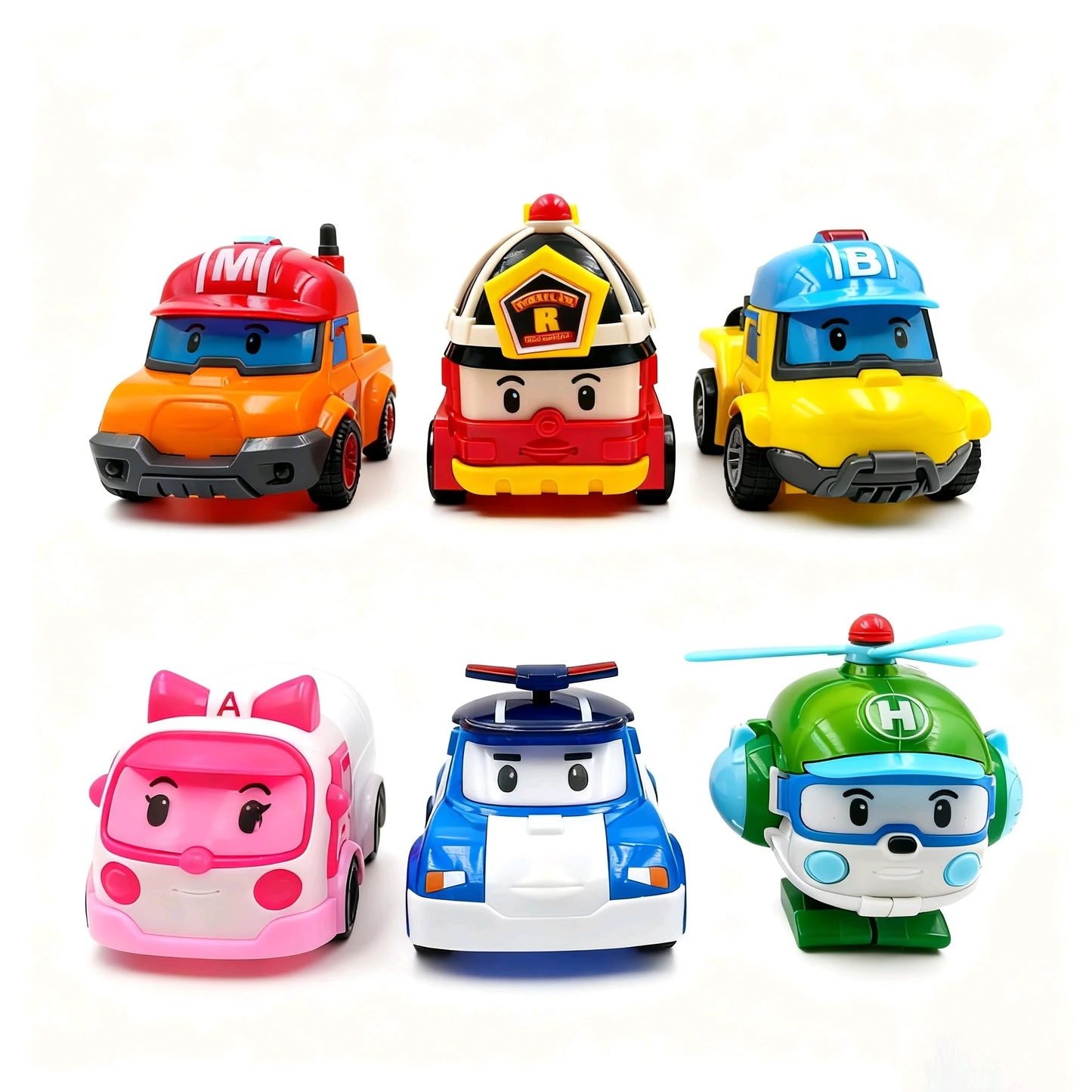 EZ 6pcs/set Cartoon Robocar Poli Action Figures Transformation Anime Hand Deformation Car Model Airplane Gift Toys Robots For