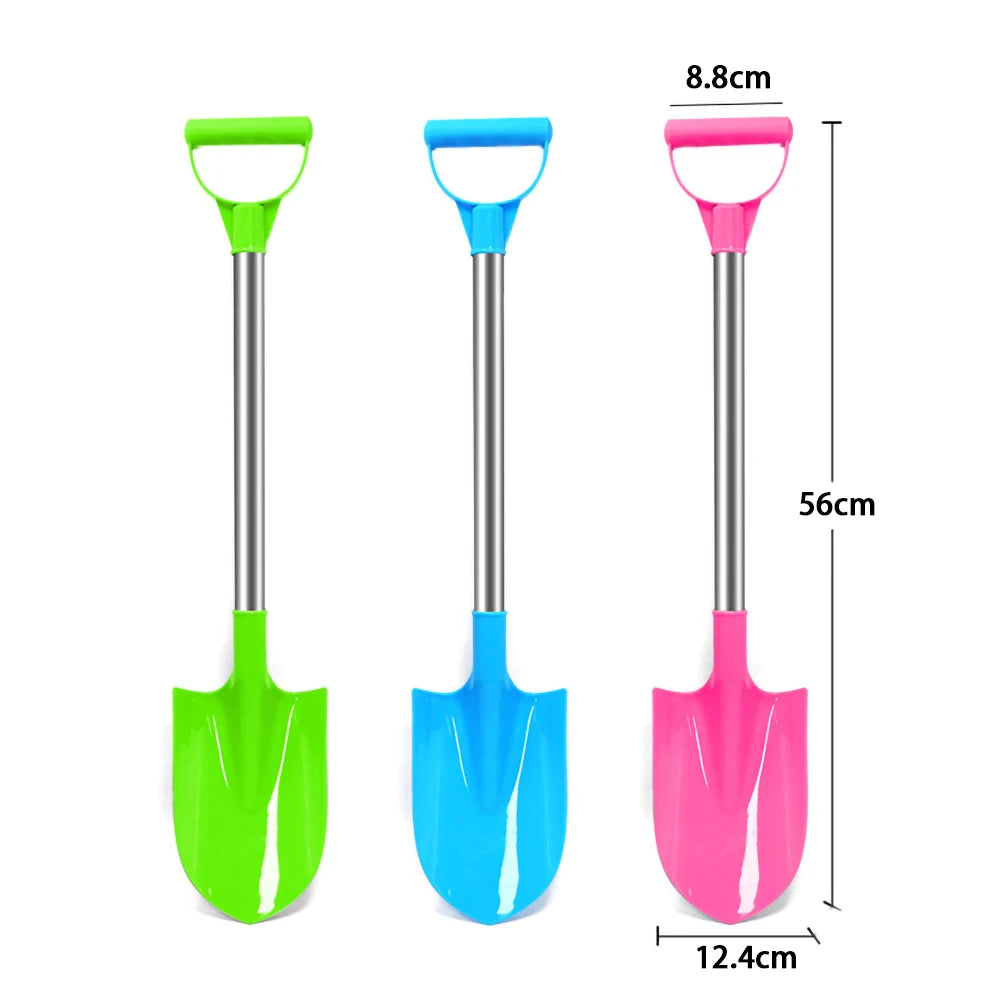 EZ Children Beach Shovel 56cm Stainless Steel Pointed Shovel Toy Sand Snow Thickened Play House Beach Shovel Outdoor Toys Kids Gift