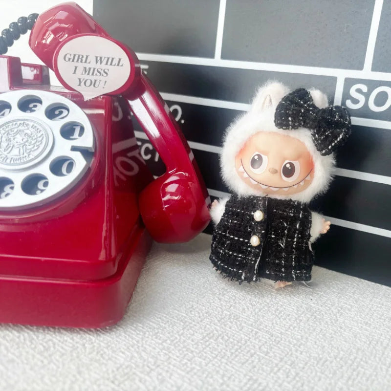 EZ For Labubu Sitting Party Series Classic Dress Grid Style Small Fragrance For Labubu v1 v2 v3 v4 Labubu Clothes Design style