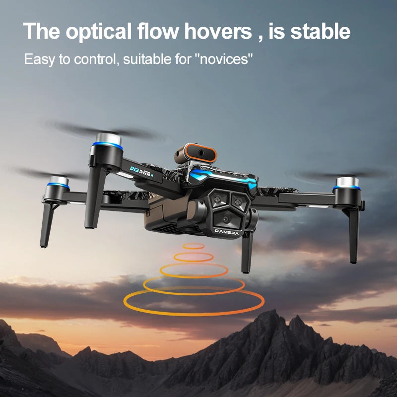 EZ New D13 Drone 4K Professional Three HD Camera with Large Screen 5G WIFI FPV Dron Brushless Optical Flow Hover Folding Quadcopter