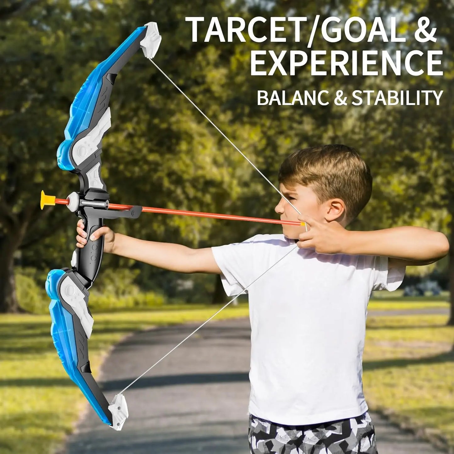 EZ Kids Bow and Arrow Set, LED Light Up Archery Toys Set for Kids Ages 4-8 8-12, with 10 Suction Cup Arrows, Target & Quiver, Boys