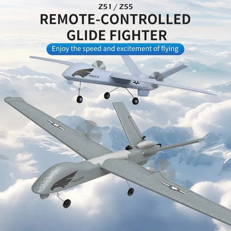 EZ Z51 Predator RC Glider 2.4G 2CH Hand Throwing Foam Plane With Light Fixed 660MM Wingspan Aircraft Figher Toys For Boys Children