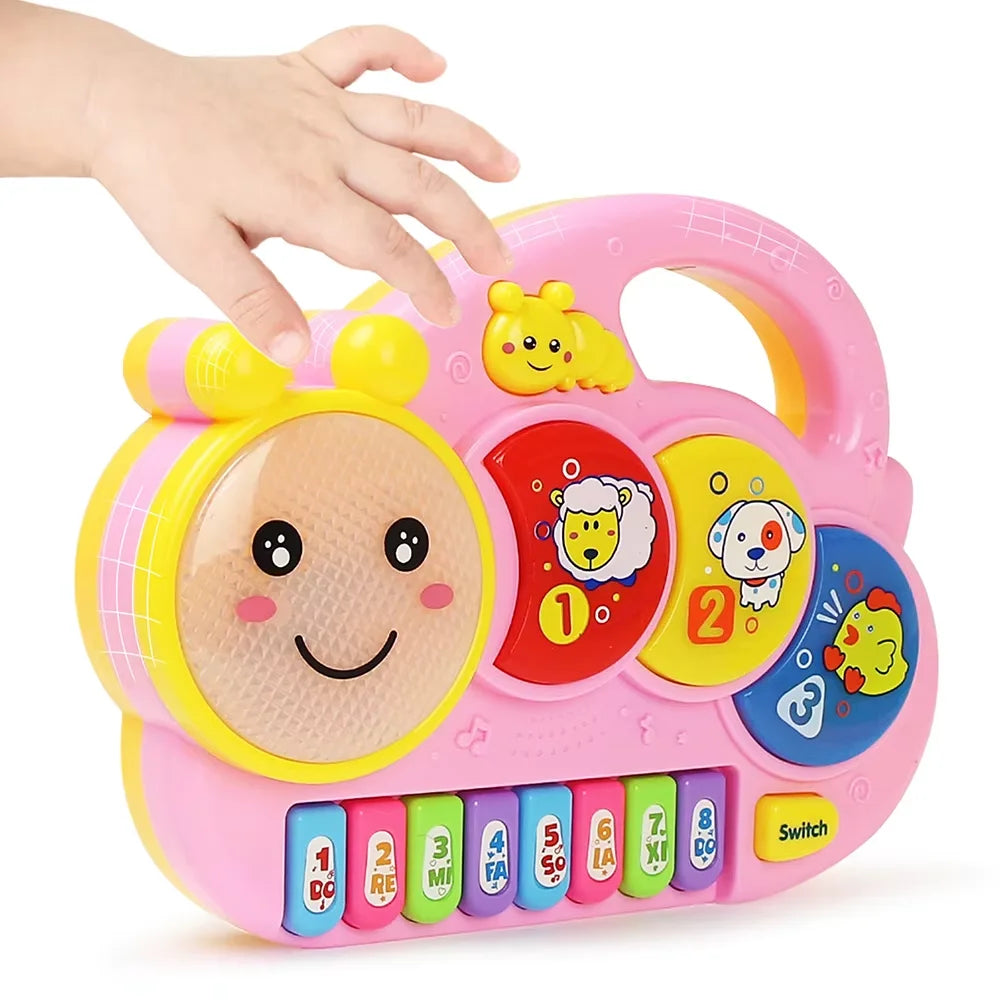 EZ Kid Cartoon Piano Keyboard Game Electronic Multifunctional Toy Animal Sound Flashing Light Baby Instrument Educational Toys Gift