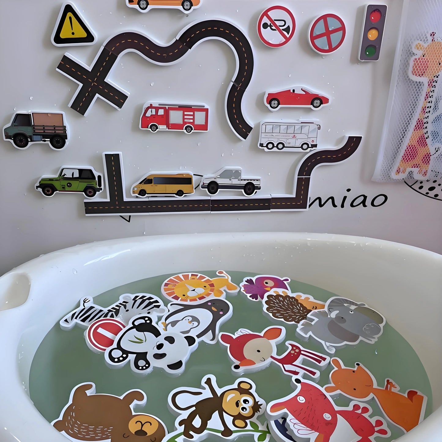 EZ Baby Toy Animal Bath Toys for Kids Soft EVA Paste Bathroom Toys Animal Cognitive Floating Water Toys for Boys Girls 2 to 4 Years