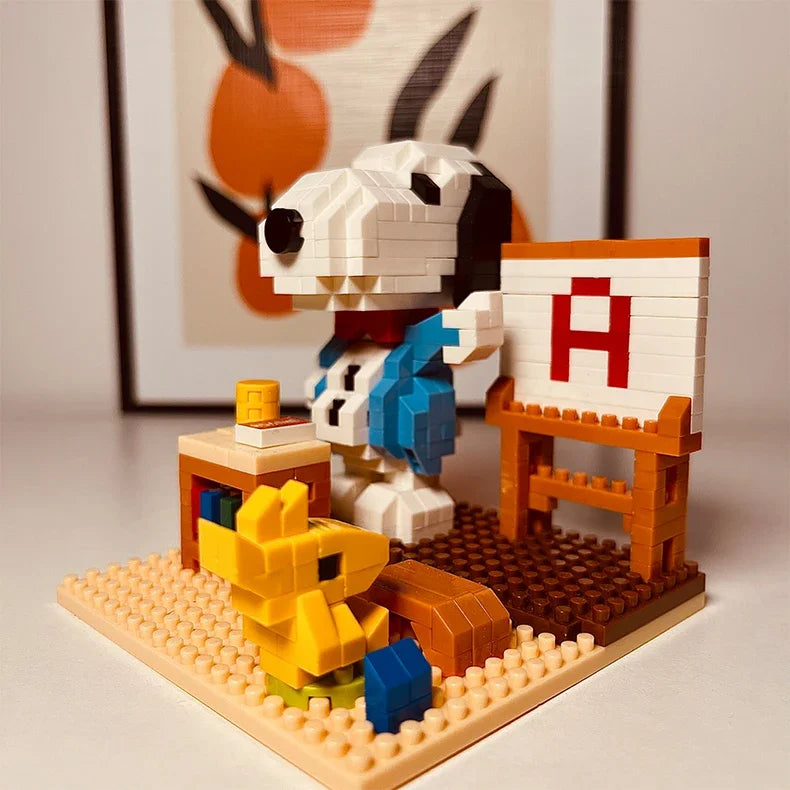 EZ Snoopy Diamond Building Blocks Assembly Street View Model Character Scene Dog Mini Bricks Figure Toys For Christmas Gifts