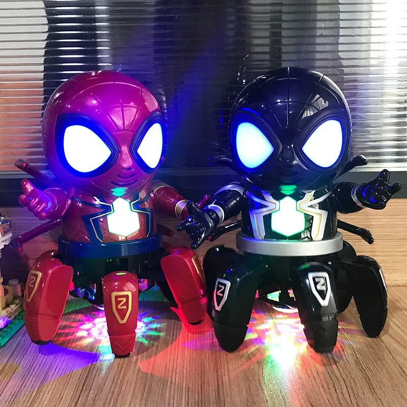 EZ Marvel The Amazing Spider Man Dancing Robot Musical Light Electric Toy Doll Spiderman Action Figure Children Funny Birthday Gift