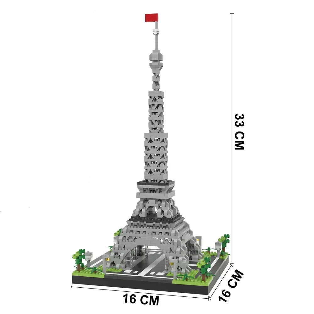 EZ Knew Built Exquisite Paris Eiffel Tower Micro Mini Building Blocks Toys Set: LED Illuminated, Perfect Gift Illuminate Your World