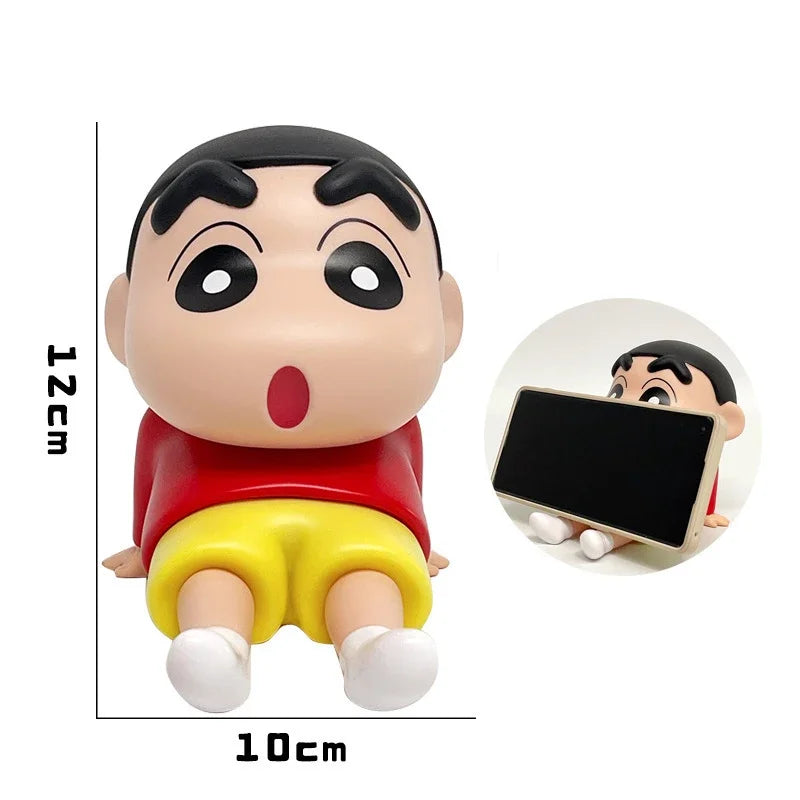 EZ Crayon Shin-Chan Anime Figure Phone Holder Kawaii Desktop Ornaments Phone Support Mini GK Collection Decoration Toys Gifts